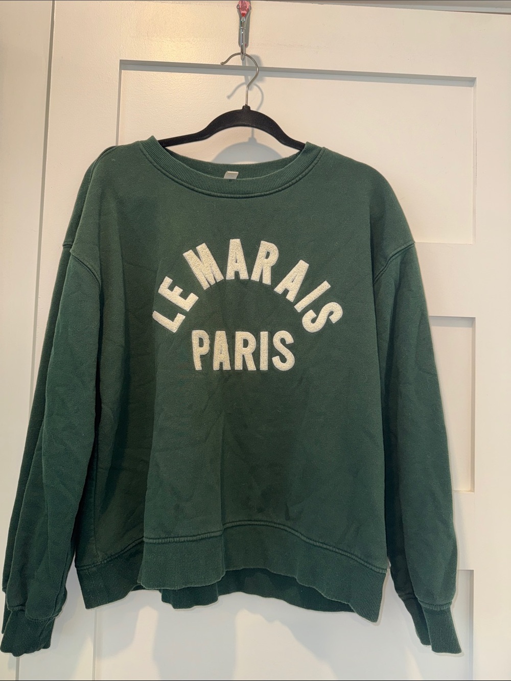 H&M - Paris Le Marais - Dark Green Ribbed Crewneck Sweatshirt